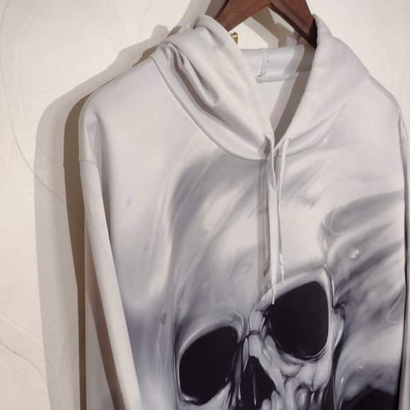 Skull Graphic Hoodie All Over Print Size XL Adults - Picture 2 of 13